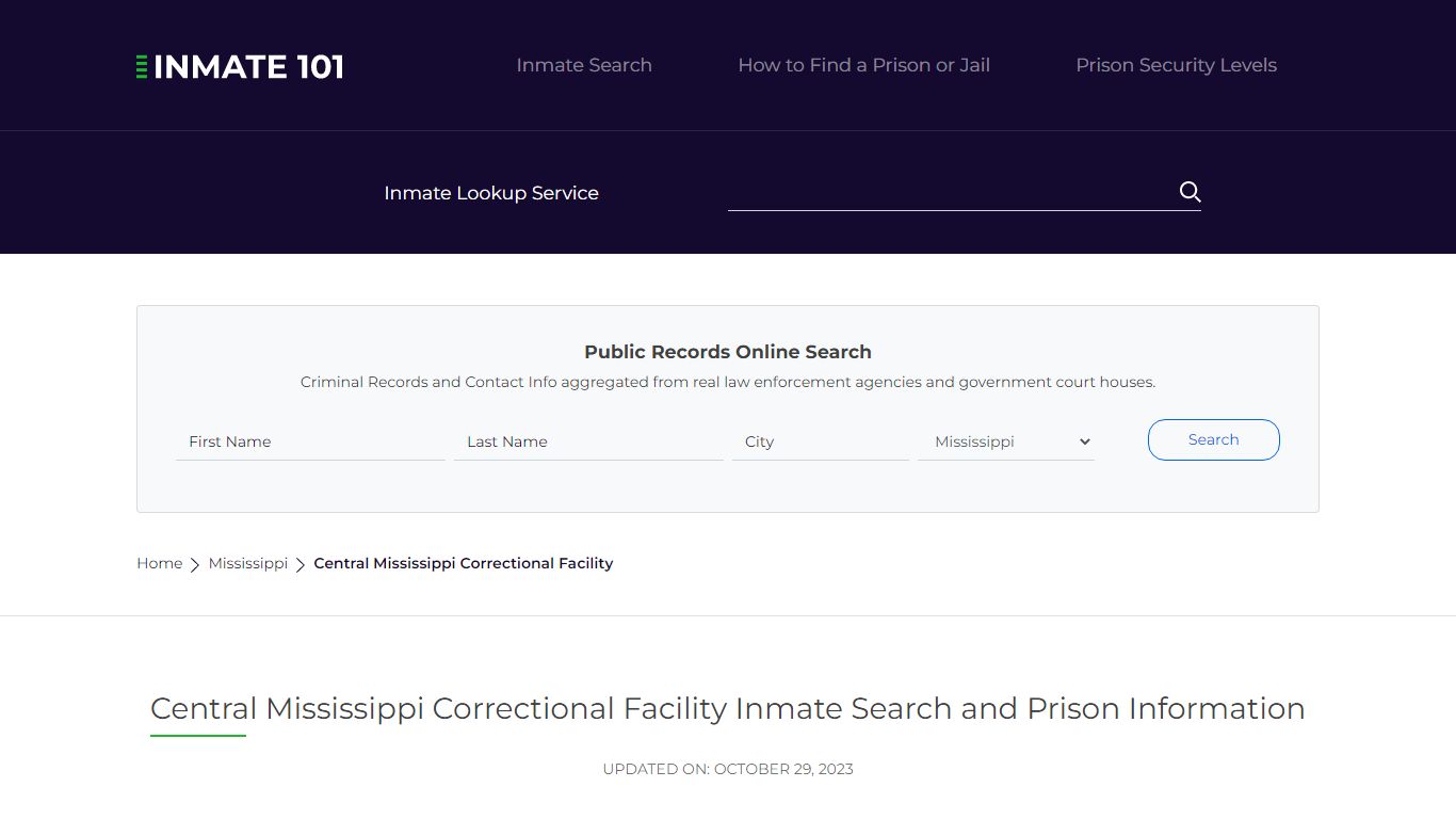 Central Mississippi Correctional Facility Inmate Search, Visitation ...